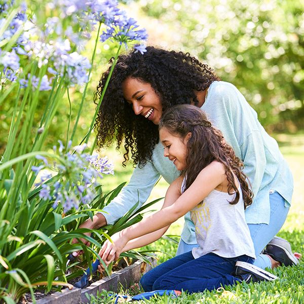 mother and daughter gardening